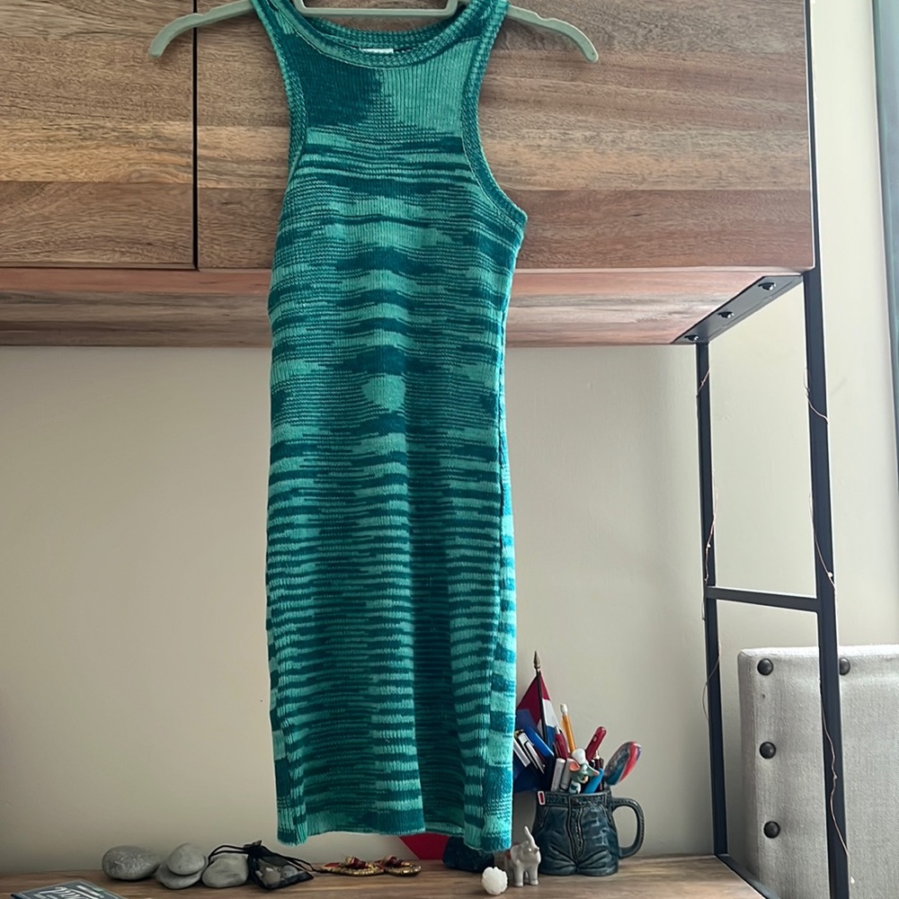 Knit Green and Blue Racerback Dress — Princess Polly